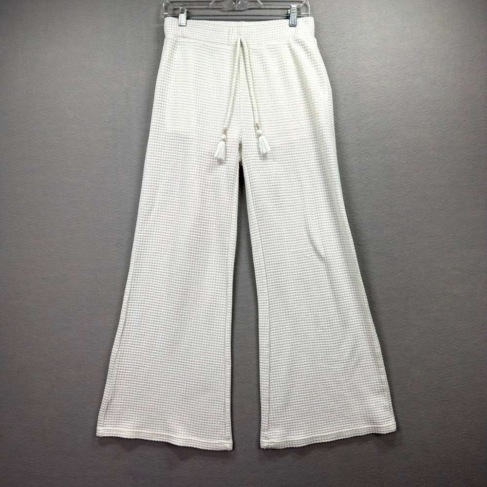 Surf Gypsy Textured Waffle Pants Womens Small‎ 28x30* White Flare Wide Leg Baggy
